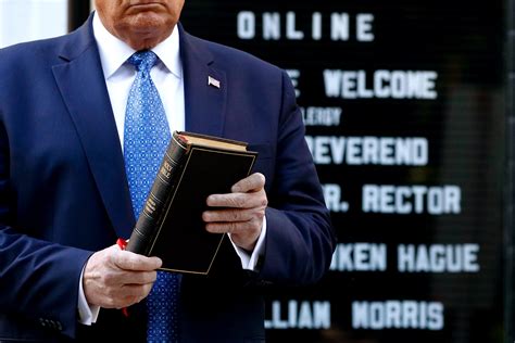 trump holding bible at church